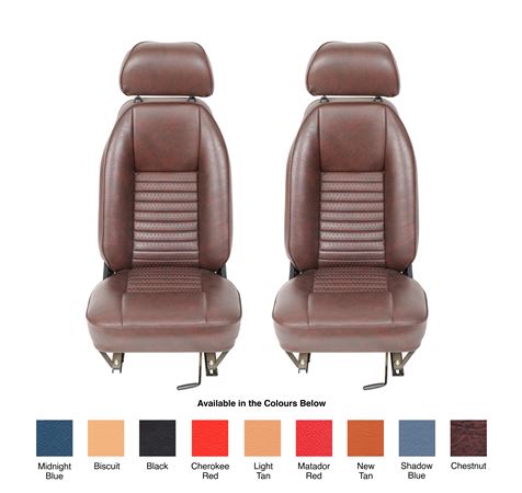 TR4-6 Suffolk Seats with Head Rests - Vinyl - Pair - RR1541